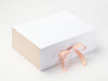 Peach Fuzz Ribbon Featured on White No Magnet Slot Gift Box with Hessian Linen FAB Sides®