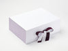 Midnight Plum Ribbon Featured on White No Magnet SLot Gift Box with Lavender Linen FAB Sides®