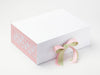 Cool Match and Rose Pink Ribbon on White No Magnet Slot Box with Pale Pink Hearts FAB Sides®
