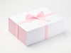 Rose Pink Ribbon Featured on White No Magnet Gift Box with Pink Linen FAB Sides®
