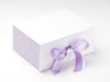 Hyacinth Ribbon Featured on White No Magnet Slot Gift Box with Lavender Linen FAB Sides®