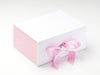 Tulip Ribbon Featured on White No Magnet Slot Box with Rose Pink Linen FAB Sides®