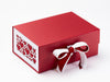 White Grosgrain and Red Satin Sparkle Satin Ribbon Featured with White Hearts FAB Sides® on Red Gift Box