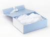 White FAB Sides® Featured on Pale Blue Gift Box with White Tissue Paper