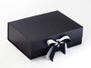 Black Gloss FAB Sides® Decorative Side Panels Featured on Black Gift Box with White Satin Ribbon