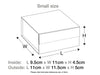 Small Rose Gold Folding Gift Box Assembled Size Line Drawing