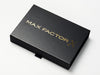 Black Shallow Gift Box with Custom Gold Foil Max Factor Logo