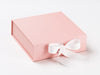 Pale Pink Medium Keepsake Hamper Gift Box with White Ribbon from Foldabox