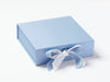 Pale Blue Folding Gift Box Featured with White Ribbon Double Bow