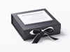 White and Black Double Ribbon Bow on Black Gift Box with White Photo Frame