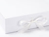 White Folding Gift Box with Fixed Ribbon Detail