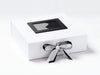 Black Grosgrain Ribbon Featured on White Gift Box with Black Photo Frame