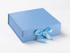 Pale Blue and White Gingham Ribbon with Large Pale Blue Gift Box