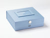 Pale Blue Large Gift Box With Pearl Dome Closure and Pale Blue Photo Frame