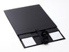 Black Large Gift Box with Fixed Ribbon Supplied Flat