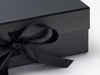 Large black gift box sample ribbon detail