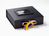 Black Gift Box Featured with Hyacinth and Daffodil Double Ribbon Bow