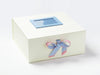 Ivory Gift Box Featuring Rose Pink and French Blue Double Ribbon Bow with Blue Photo Frame