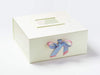 Example of Rose Gold and French Blue Double Ribbon Bow Featured on Ivory Gift Box with Ivory Photo Frame