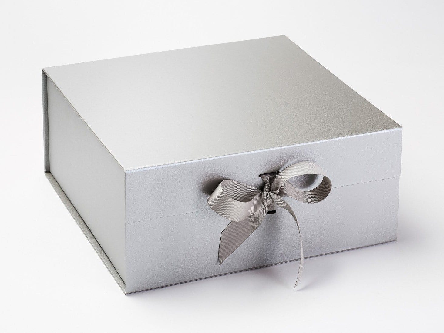 Silver XL Deep Folding Gift Box Supplied with Ribbon