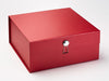 Red Folding Gift Box with Silver Dome Closure