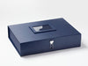 Navy Blue A3 Shallow Gift Box with  Diamond Heart Closure and Navy Photo Frame