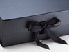 Pewter A4 Deep Luxury Folding Gift Box Sample Ribbon Detail