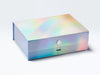 Holographic Rainbow A4 Deep Gift Box Featured with Rainbow Crystal Decorative Closure