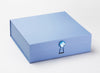 Aquamarine Gemstone Gift Box Closure featured on Pale Blue Large Gift Box