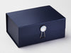 Navy Blue A5 Deep Gift Box with Rainbow Crystal Gemstone Closure
