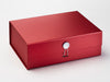 Red A4 Deep Gift Box With Rainbow Crystal Decorative Closure