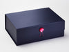 Navy Blue A4 Deep Gift Box Featured with Pink Spinel Gemstone Closure