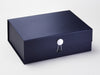 Navy Blue A4 Deep Gift Box Featured with White Facet Dome Closure