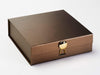 Gold Dome Gift Box Closure on Bronze Large Gift Box