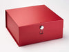 Silver Dome Gift Box Closure on Red XL Deep Gift Box