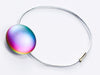 Rainbow Moonstone Smooth Dome Gift Box Closure with Silver Elastic