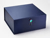 Navy Blue XL Deep Gift Box Featured with Rainbow Moonstone Dome Closure