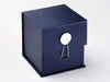 Mirror Disc Gift Box Closure on Navy Blue Large Cube