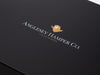Example of Custom 2 Colour Screen Printed Logo to Black Gift Box