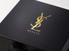 Black Luxury Gift Box with Custom Gold Foil YSL Logo print