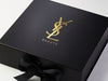 Black Folding Gift Box with Custom Gold Foil Blocked Logo to Lid