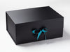 Black A3 Deep Gift Box with Misty Turquoise Double Ribbon Bow