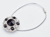 Black and White Diamond Gemstone Gift Box Closure with Silver Elastic Cord Loop