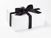 Black Recycled Satin Ribbon Featured on White A5 Deep Gift Box