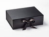 Black and Gold Dash Metallic Thread Ribbon Featured on Black Gift Box