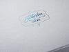 Custom Printed Blue Foil Logo on Silver Pearl Gift Box