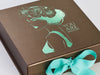 Bronze Gift Box with Mint Green Foil Custom Print and Tropical Ribbon