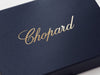 Example of Gold Foil Logo Onto Navy Blue Gift Box