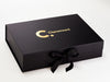 Example of Custom Gold Foil Printed Logo to Black Gift Box