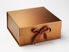 Copper XL Deep Gift Box with Changeable Ribbon supplied with matching ribbon